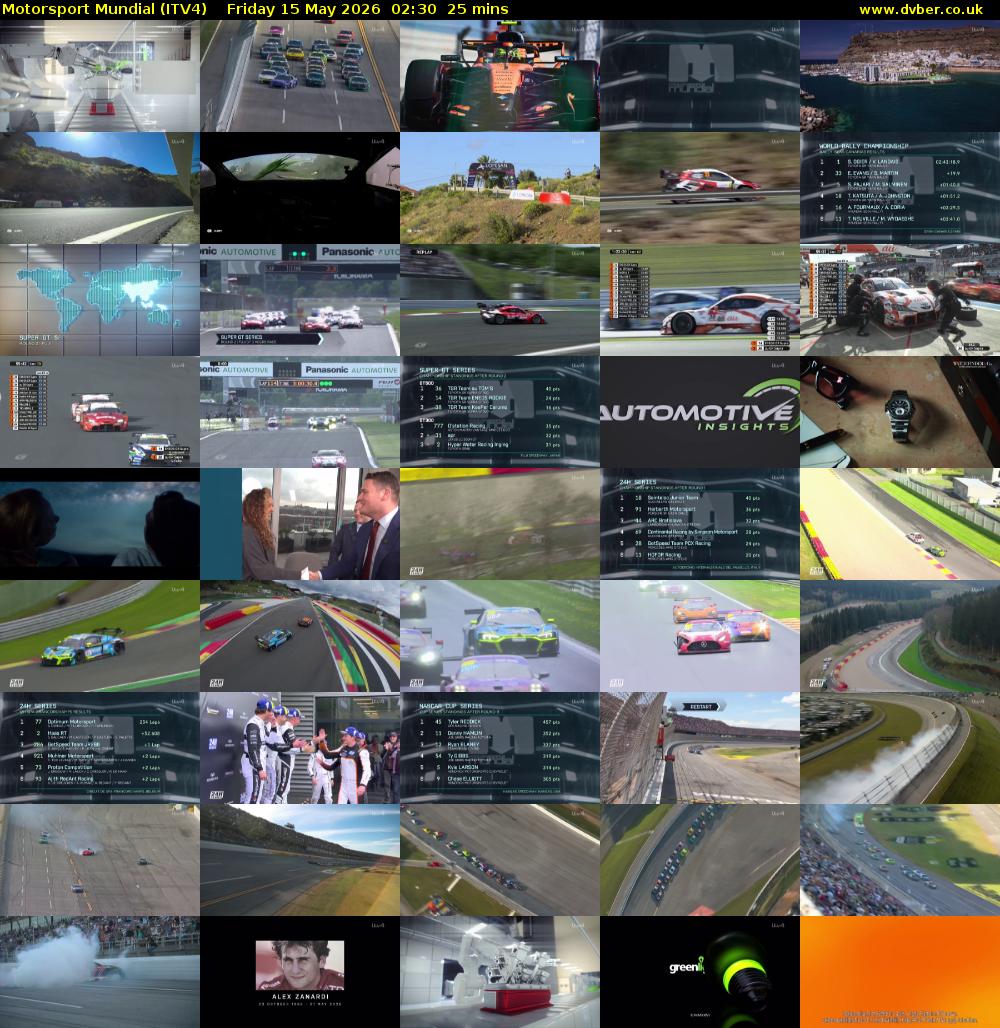 Motorsport Mundial (ITV4) Friday 15 May 2026 02:30 - 02:55
