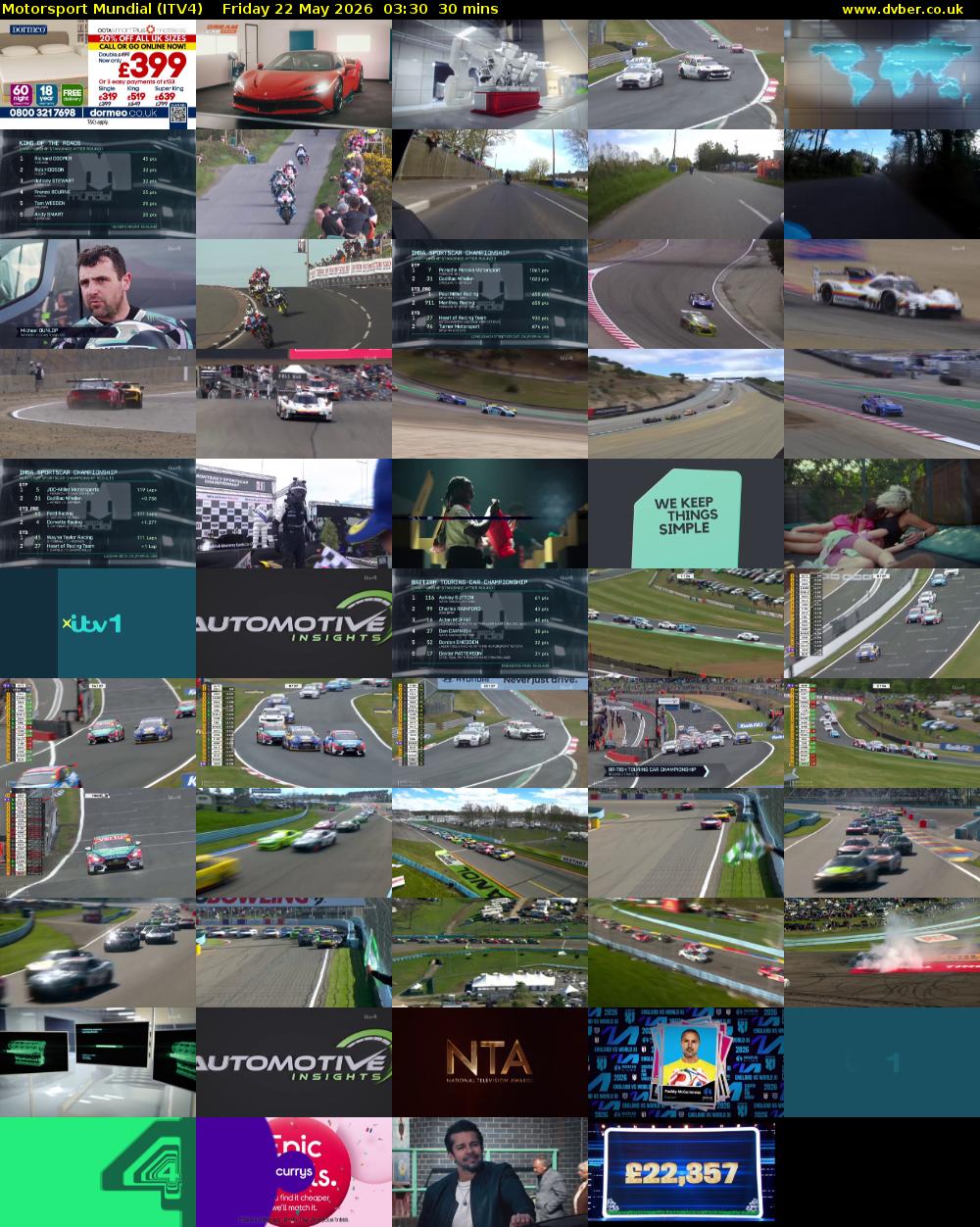 Motorsport Mundial (ITV4) Friday 22 May 2026 03:30 - 04:00
