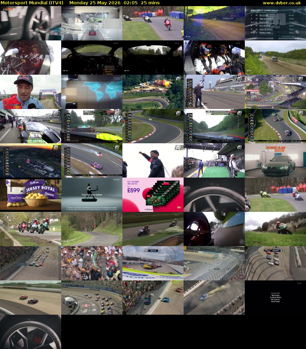 Motorsport Mundial (ITV4) Monday 25 May 2026 02:05 - 02:30