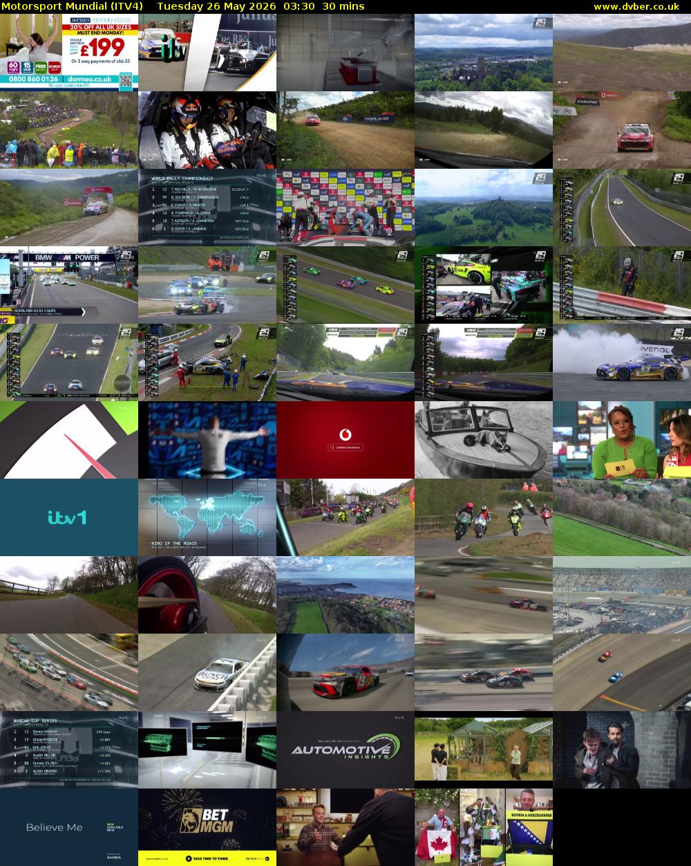 Motorsport Mundial (ITV4) Tuesday 26 May 2026 03:30 - 04:00