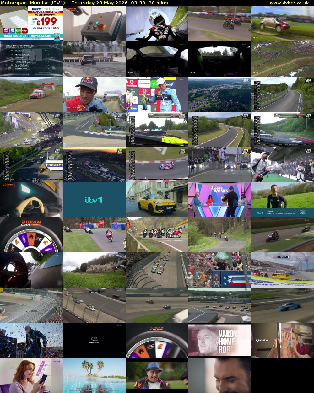 Motorsport Mundial (ITV4) Thursday 28 May 2026 03:30 - 04:00