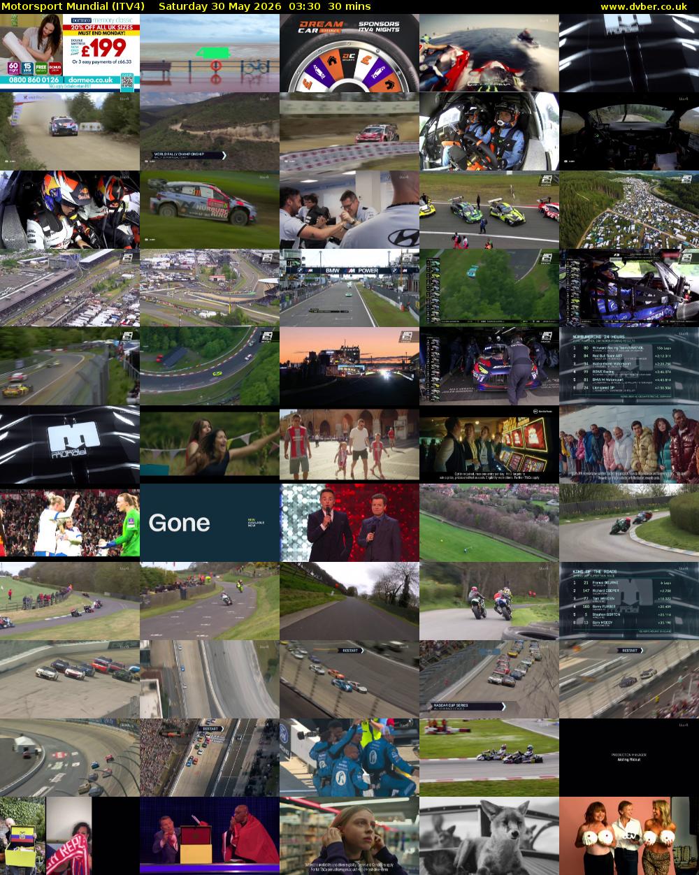 Motorsport Mundial (ITV4) Saturday 30 May 2026 03:30 - 04:00