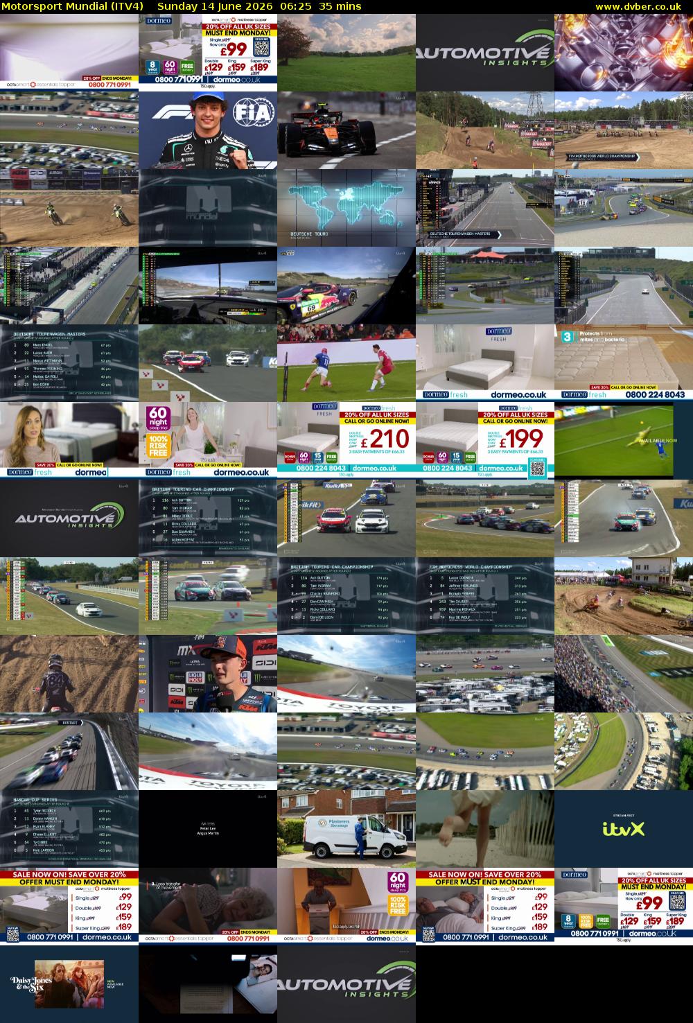 Motorsport Mundial (ITV4) Sunday 14 June 2026 06:25 - 07:00