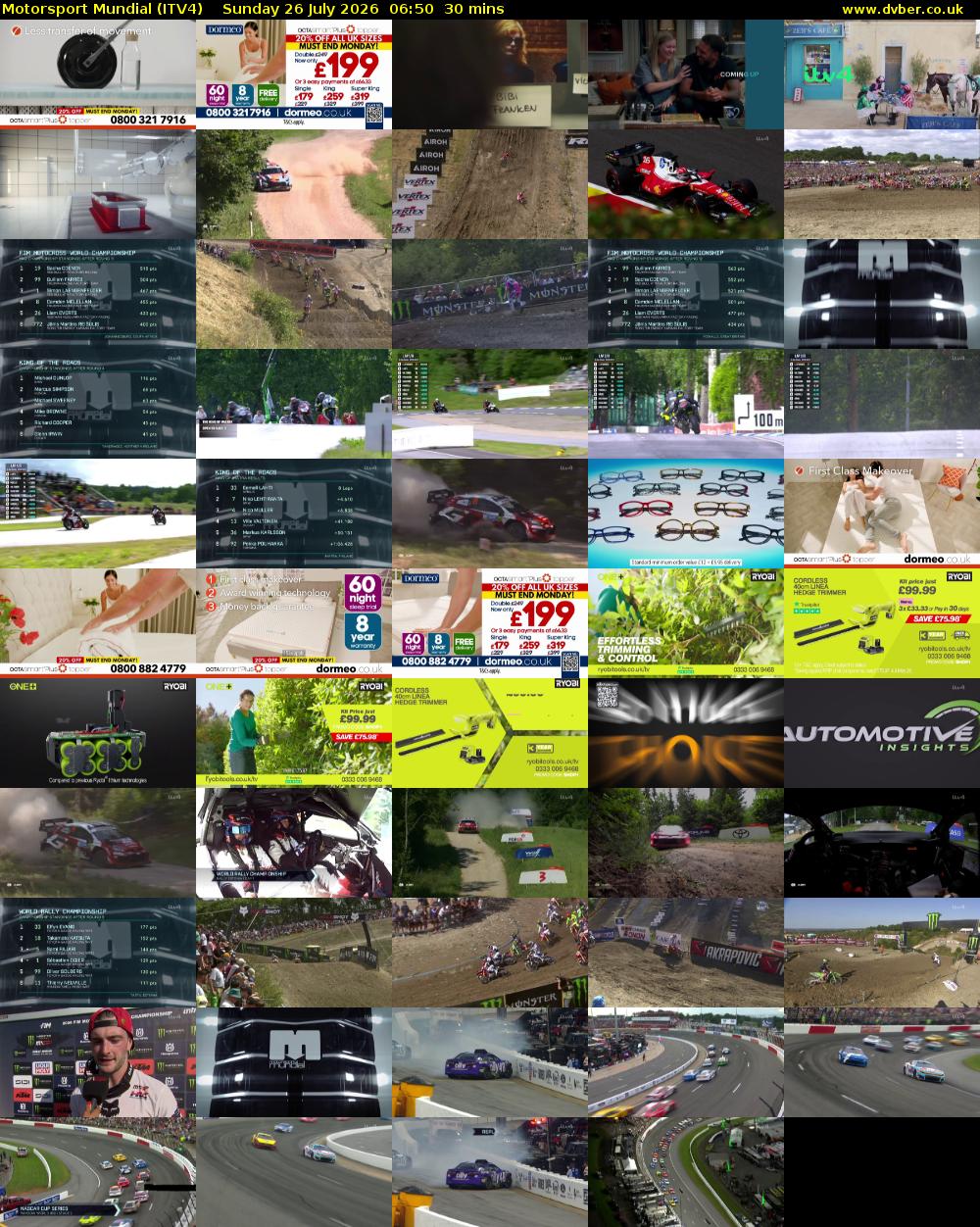 Motorsport Mundial (ITV4) Sunday 26 July 2026 06:50 - 07:20