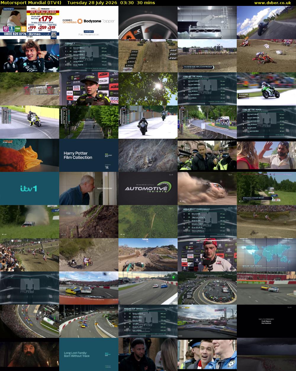 Motorsport Mundial (ITV4) Tuesday 28 July 2026 03:30 - 04:00