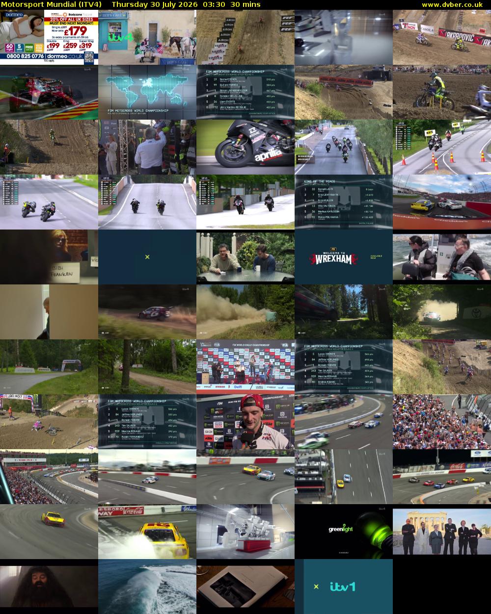 Motorsport Mundial (ITV4) Thursday 30 July 2026 03:30 - 04:00