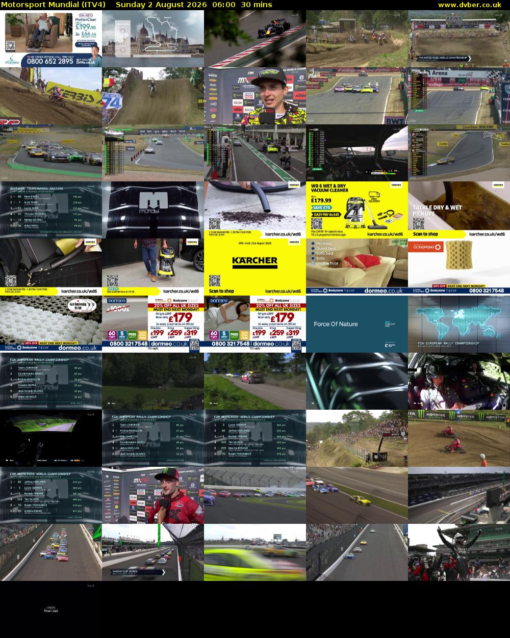 Motorsport Mundial (ITV4) Sunday 2 August 2026 06:00 - 06:30