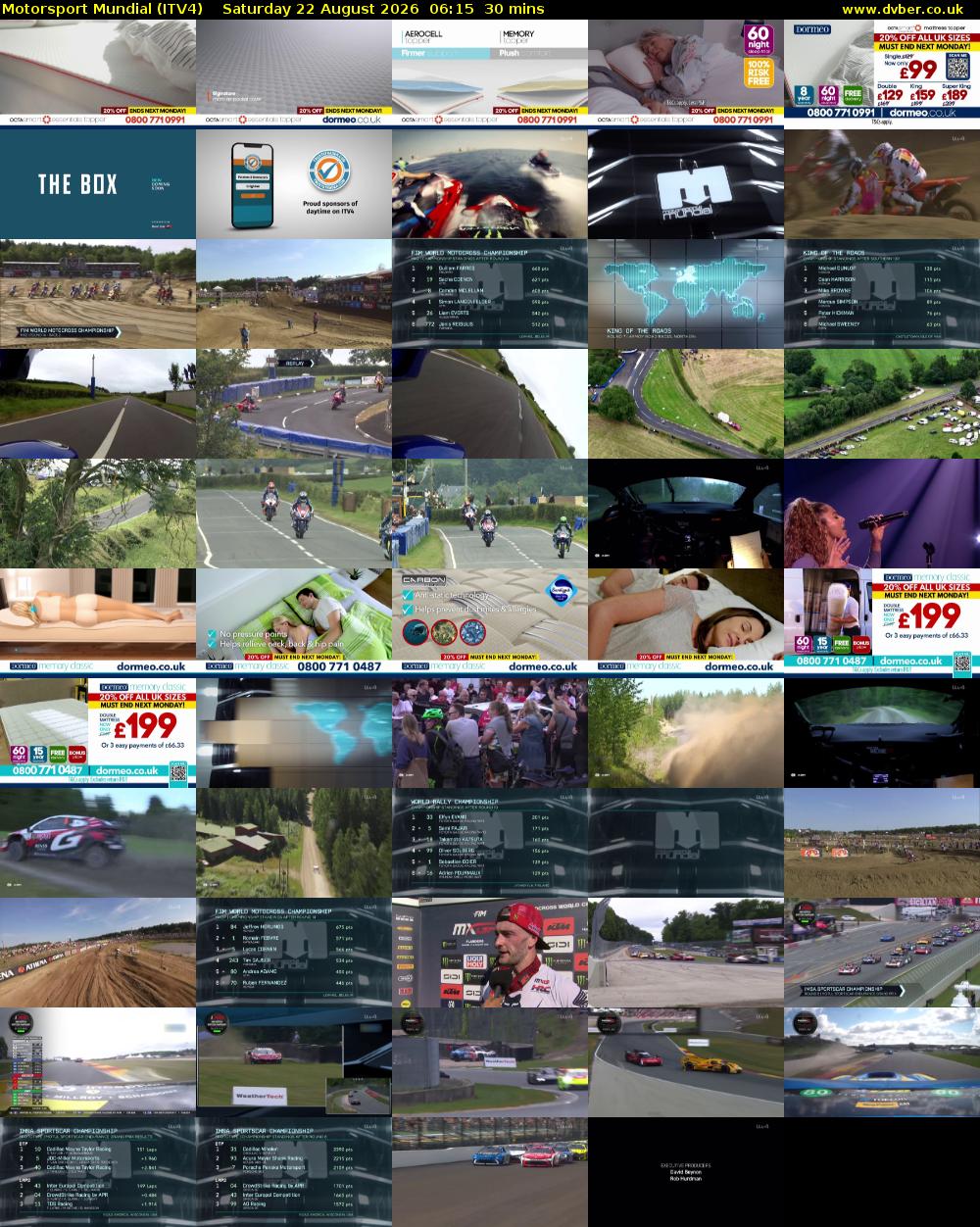 Motorsport Mundial (ITV4) Saturday 22 August 2026 06:15 - 06:45