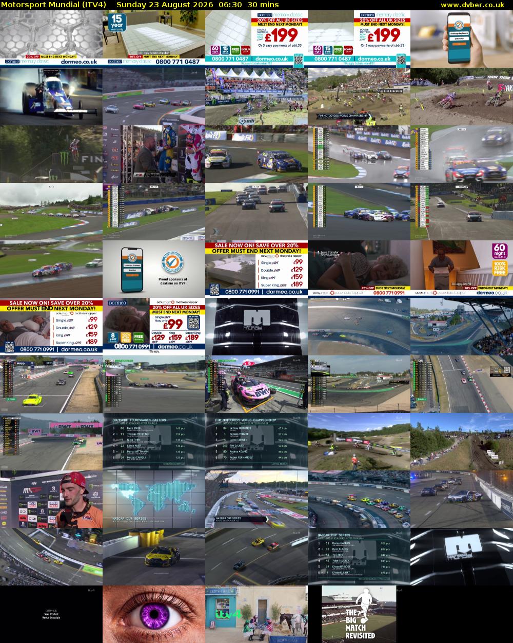 Motorsport Mundial (ITV4) Sunday 23 August 2026 06:30 - 07:00