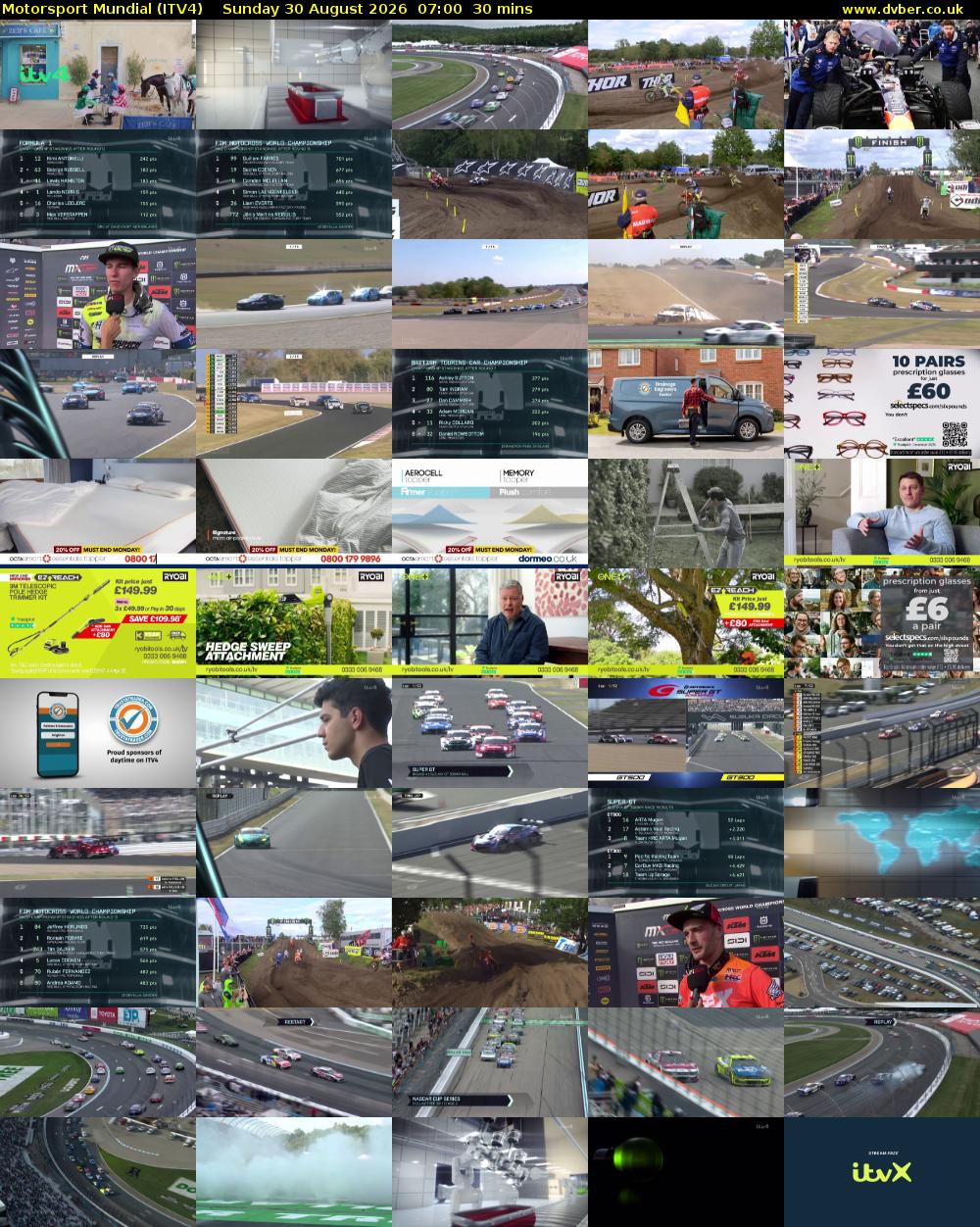 Motorsport Mundial (ITV4) Sunday 30 August 2026 07:00 - 07:30