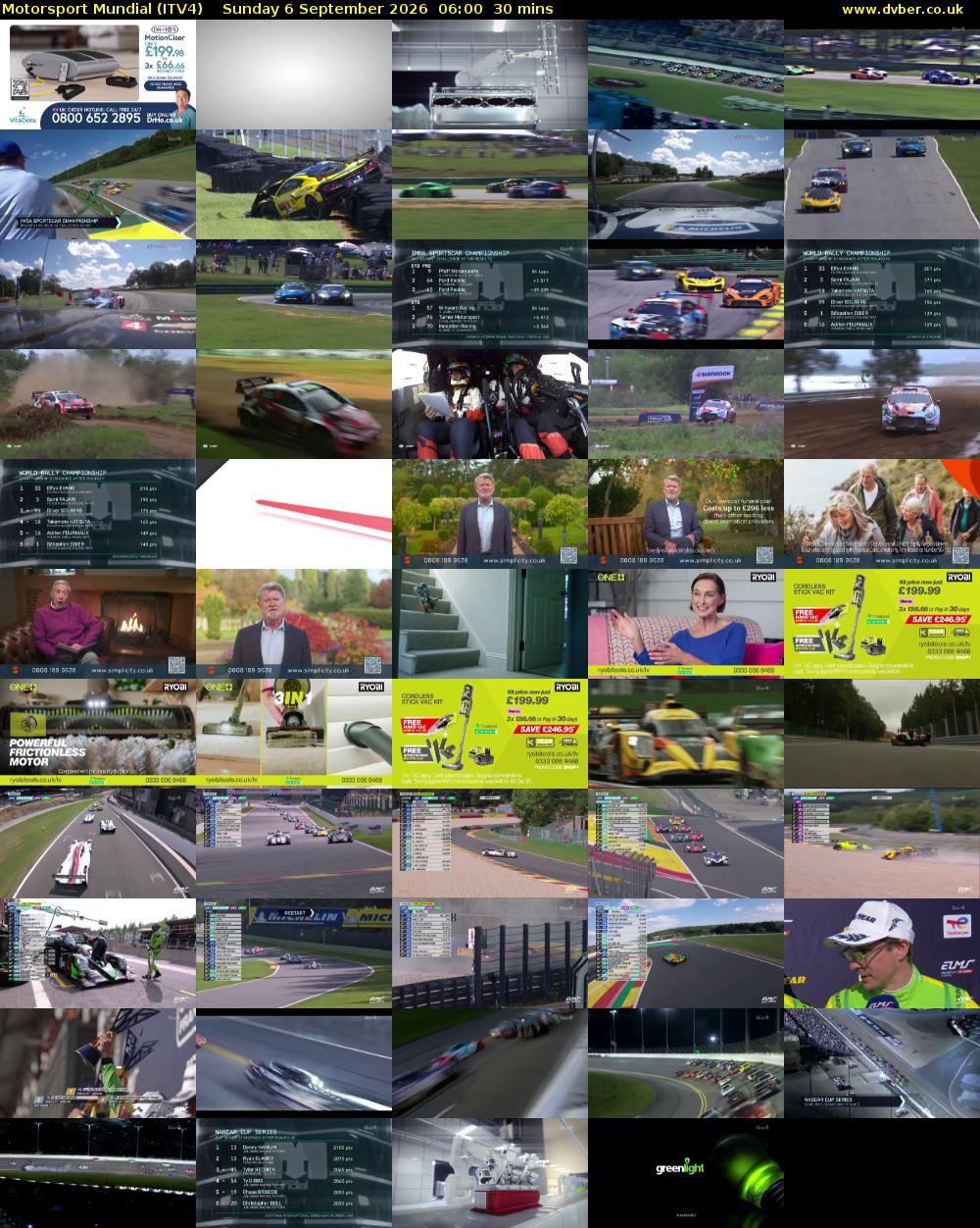 Motorsport Mundial (ITV4) Sunday 6 September 2026 06:00 - 06:30