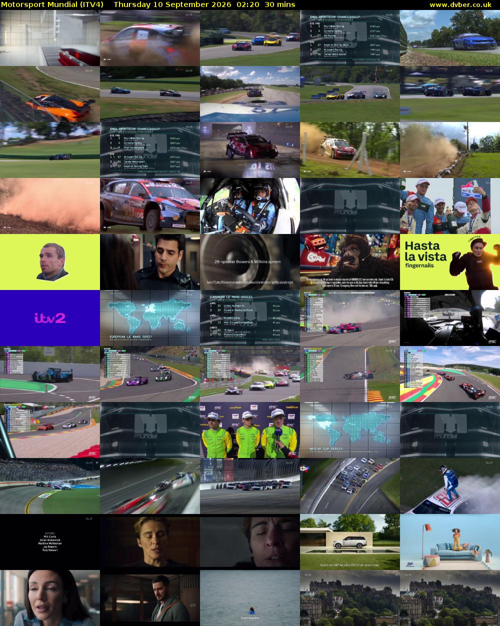 Motorsport Mundial (ITV4) Thursday 10 September 2026 02:20 - 02:50