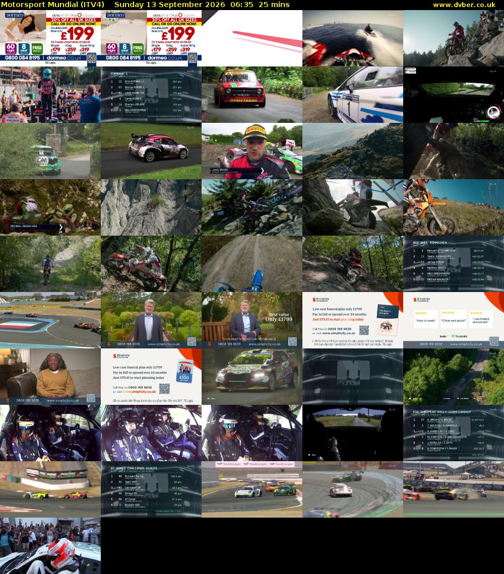 Motorsport Mundial (ITV4) Sunday 13 September 2026 06:35 - 07:00