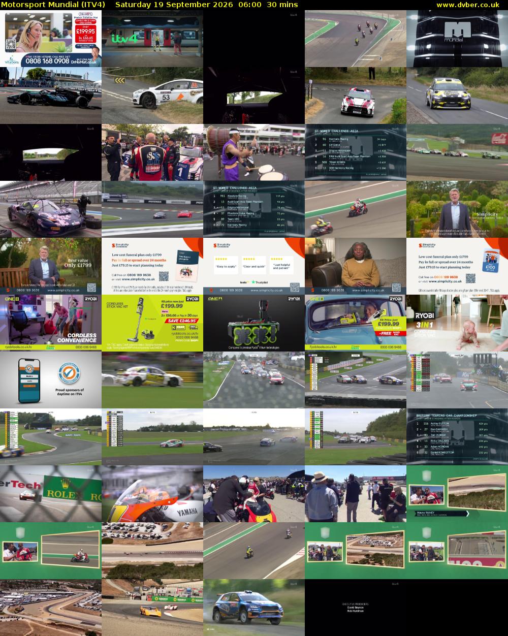 Motorsport Mundial (ITV4) Saturday 19 September 2026 06:00 - 06:30
