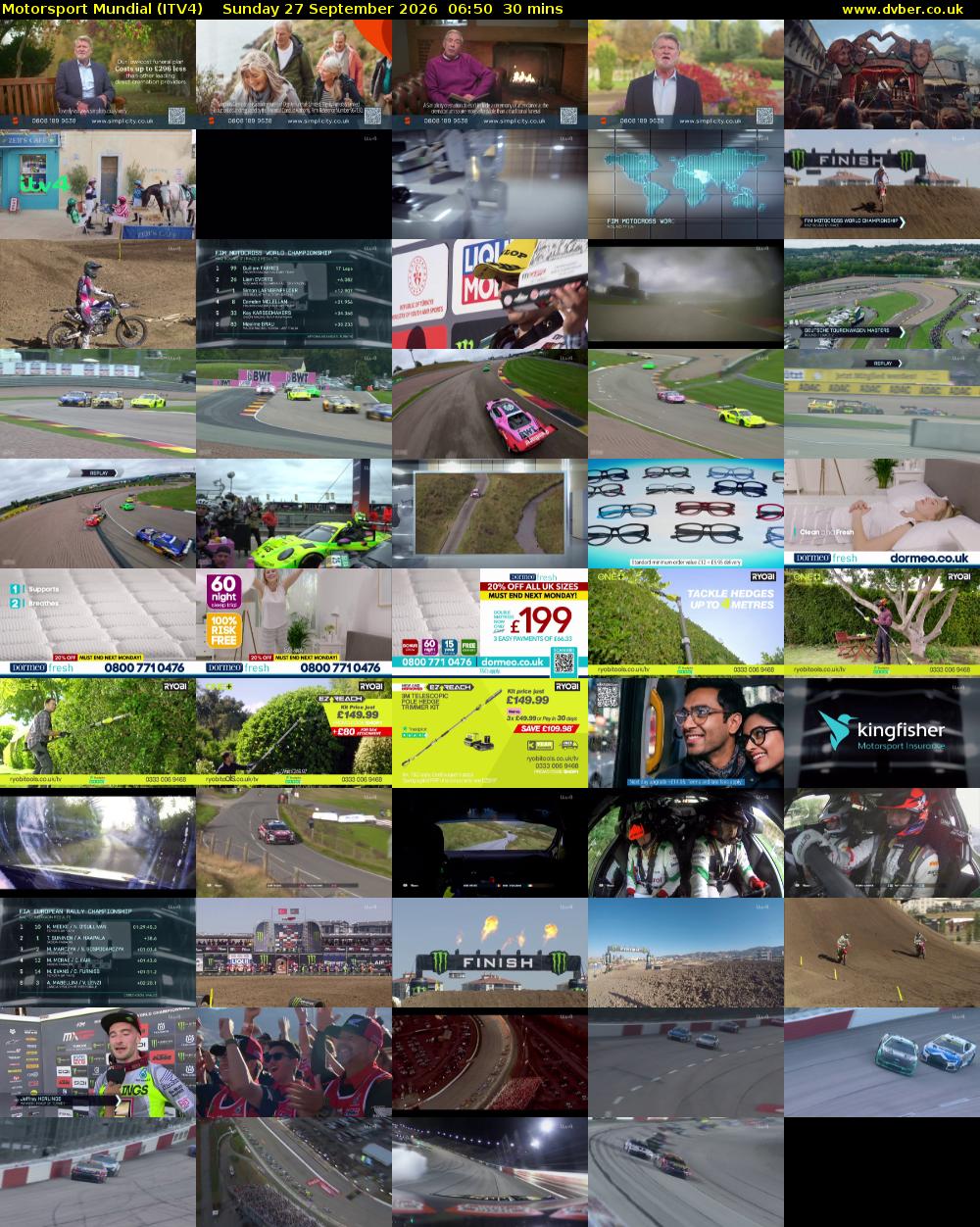 Motorsport Mundial (ITV4) Sunday 27 September 2026 06:50 - 07:20