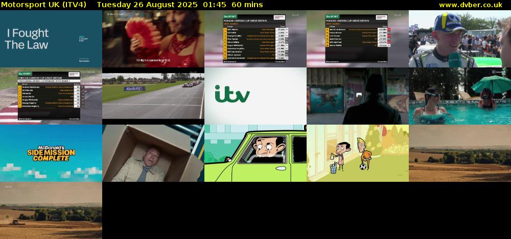 Motorsport UK (ITV4) Tuesday 26 August 2025 01:45 - 02:45