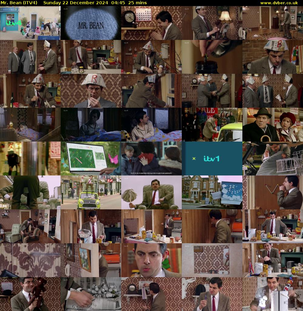 Mr. Bean (ITV4) Sunday 22 December 2024 04:45 - 05:10