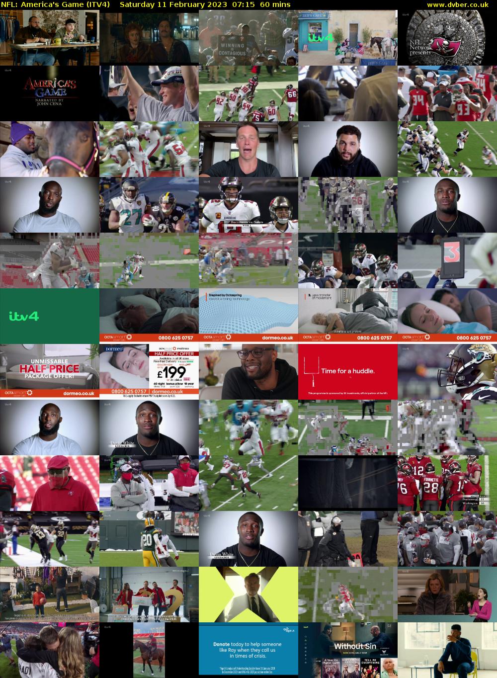 NFL: America's Game (ITV4) Saturday 11 February 2023 07:15 - 08:15