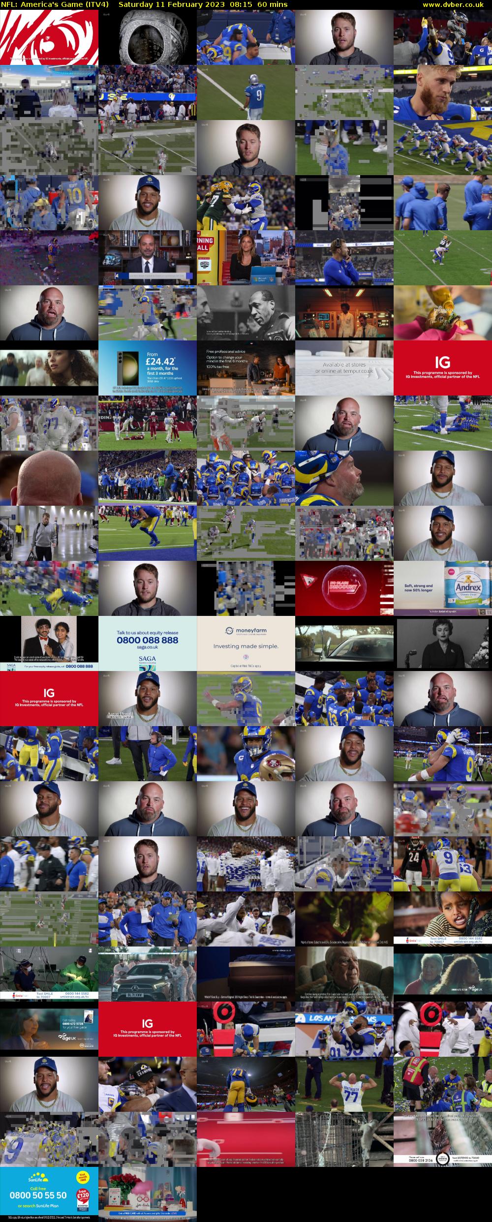 NFL: America's Game (ITV4) Saturday 11 February 2023 08:15 - 09:15