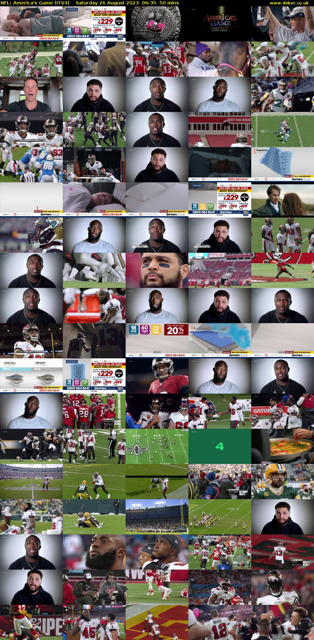 NFL: America's Game (ITV4) Saturday 26 August 2023 06:35 - 07:25