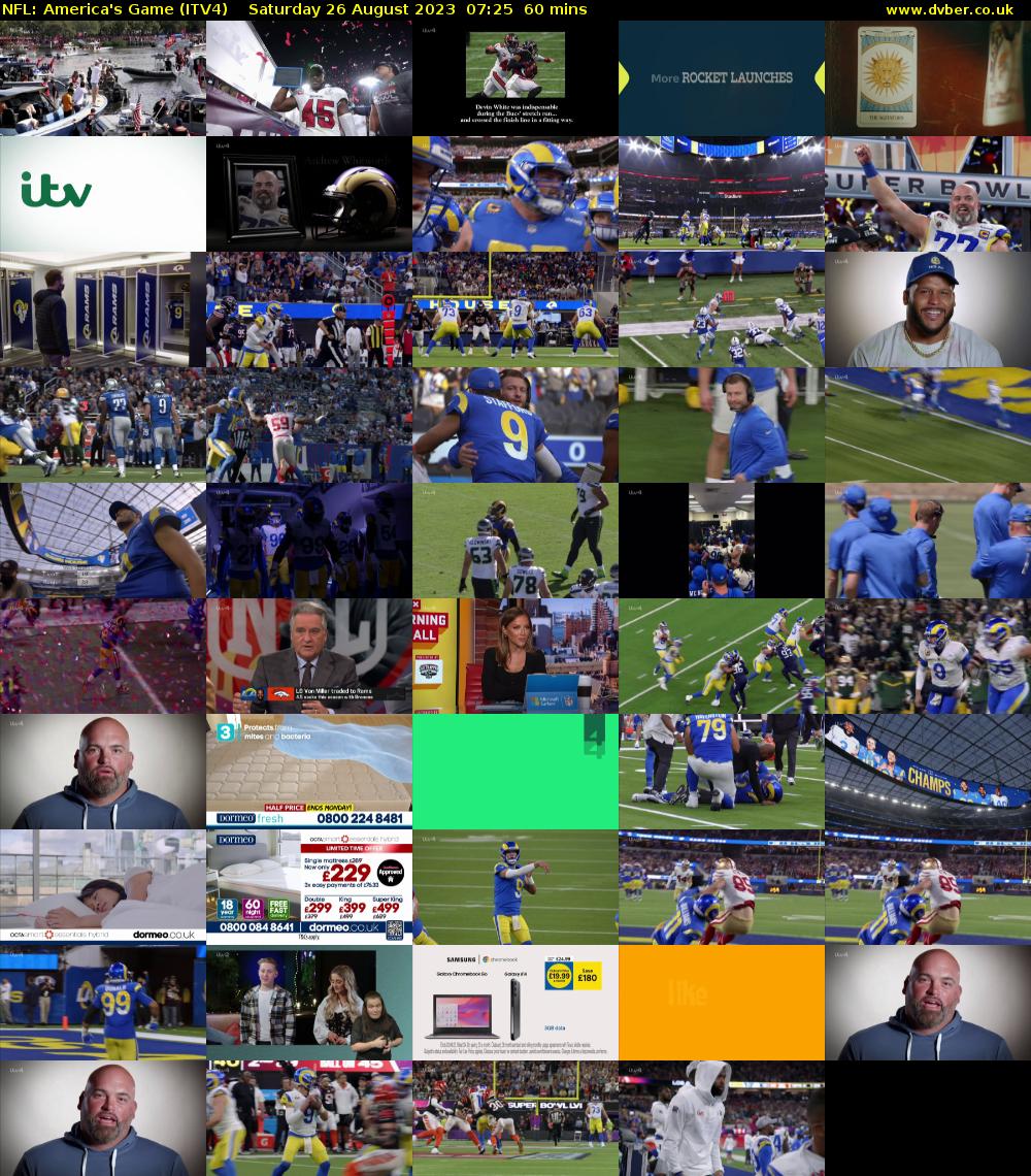 NFL: America's Game (ITV4) Saturday 26 August 2023 07:25 - 08:25