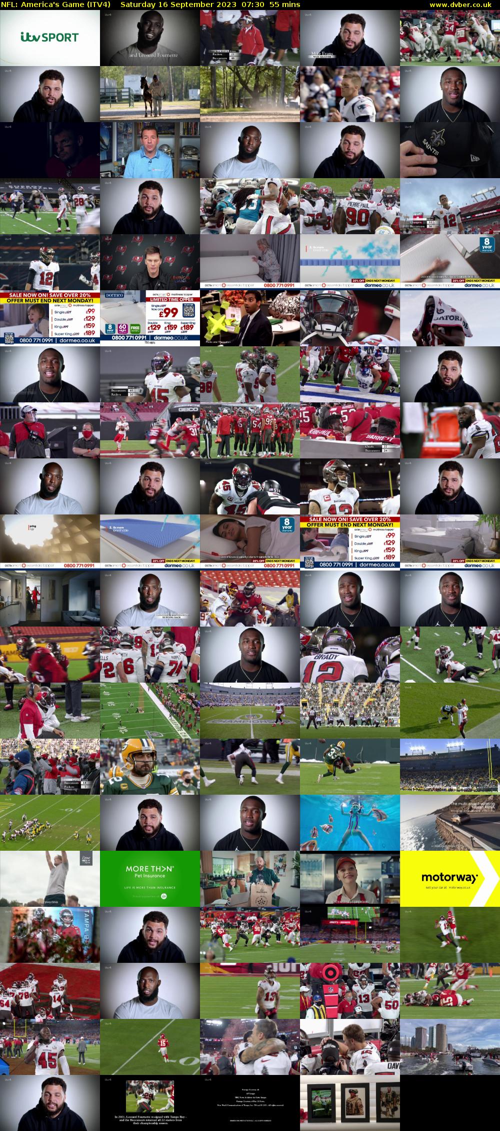 NFL: America's Game (ITV4) Saturday 16 September 2023 07:30 - 08:25