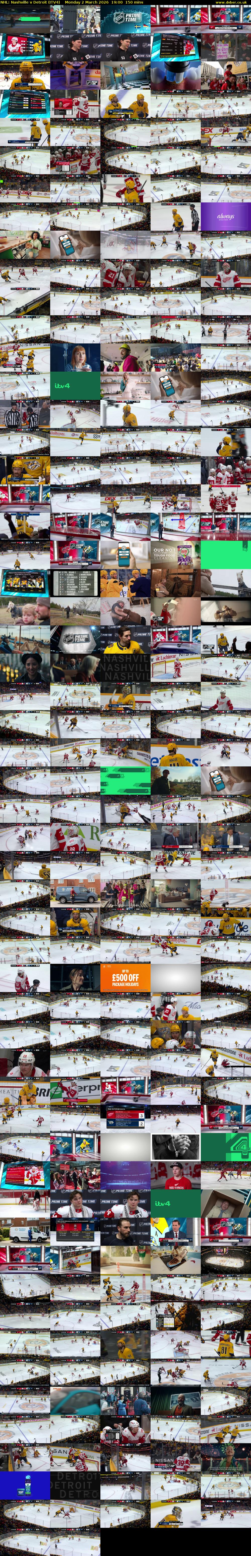 NHL: Nashville v Detroit (ITV4) Monday 2 March 2026 19:00 - 21:30