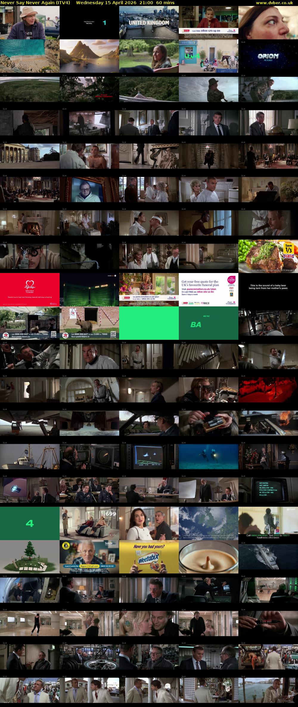 Never Say Never Again (ITV4) Wednesday 15 April 2026 21:00 - 22:00