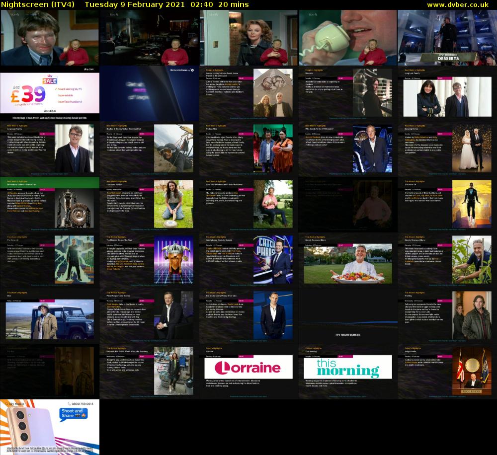 Nightscreen (ITV4) Tuesday 9 February 2021 02:40 - 03:00