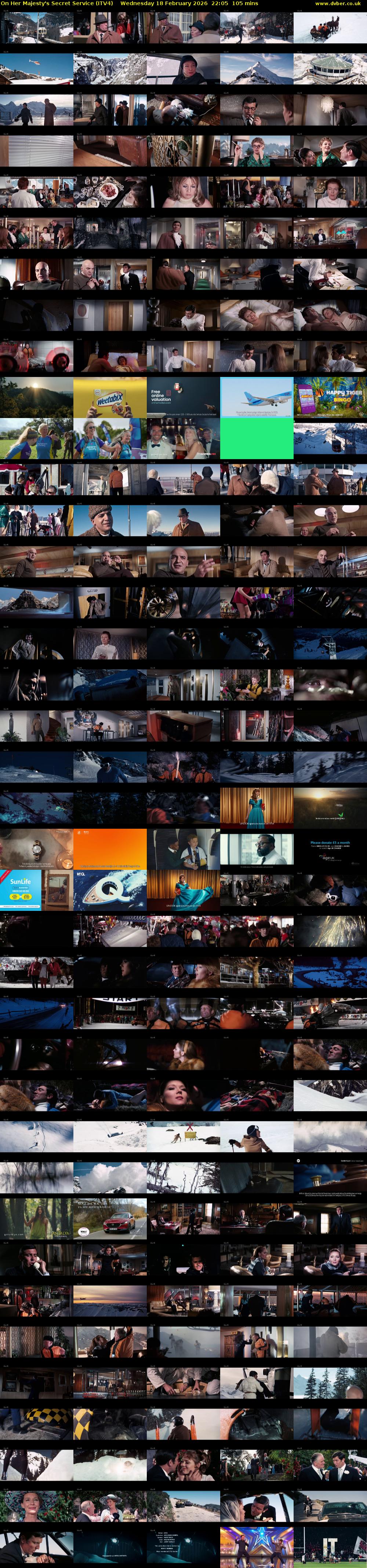 On Her Majesty's Secret Service (ITV4) Wednesday 18 February 2026 22:05 - 23:50