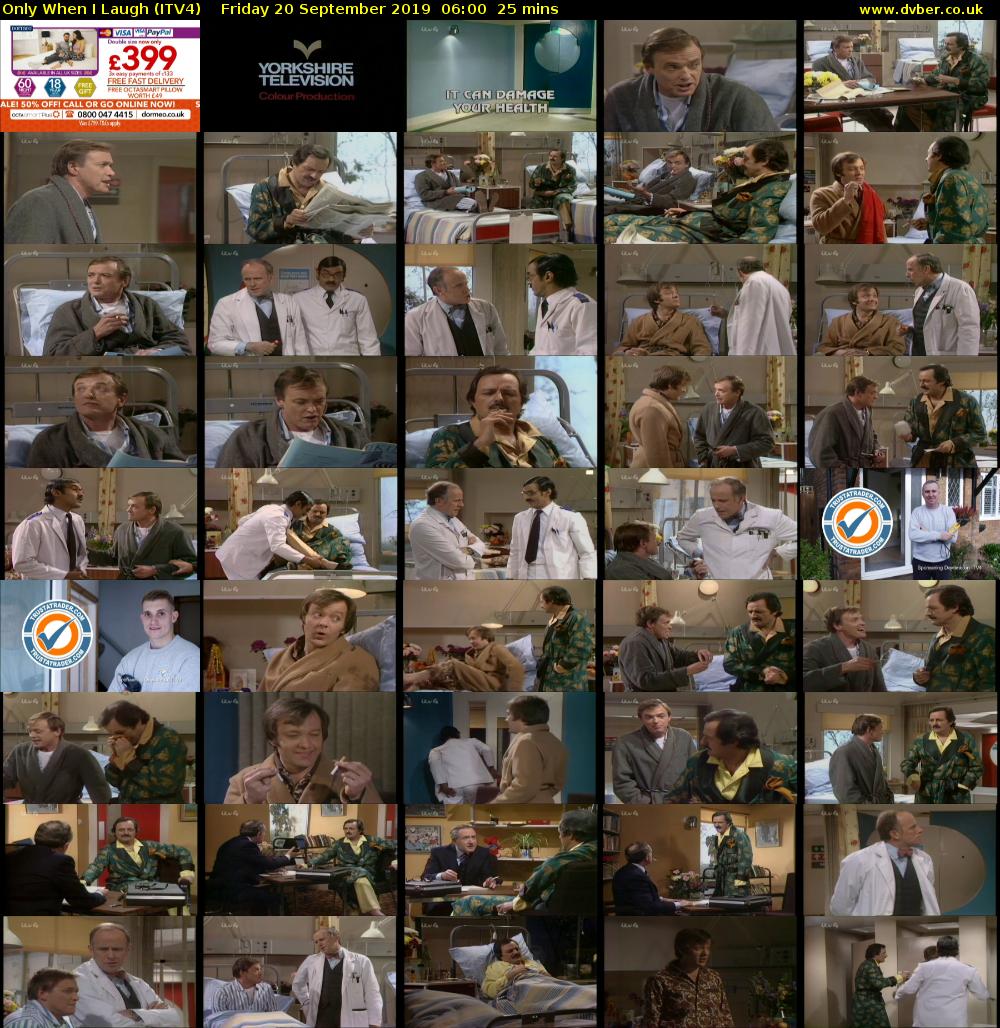 Only When I Laugh (ITV4) Friday 20 September 2019 06:00 - 06:25