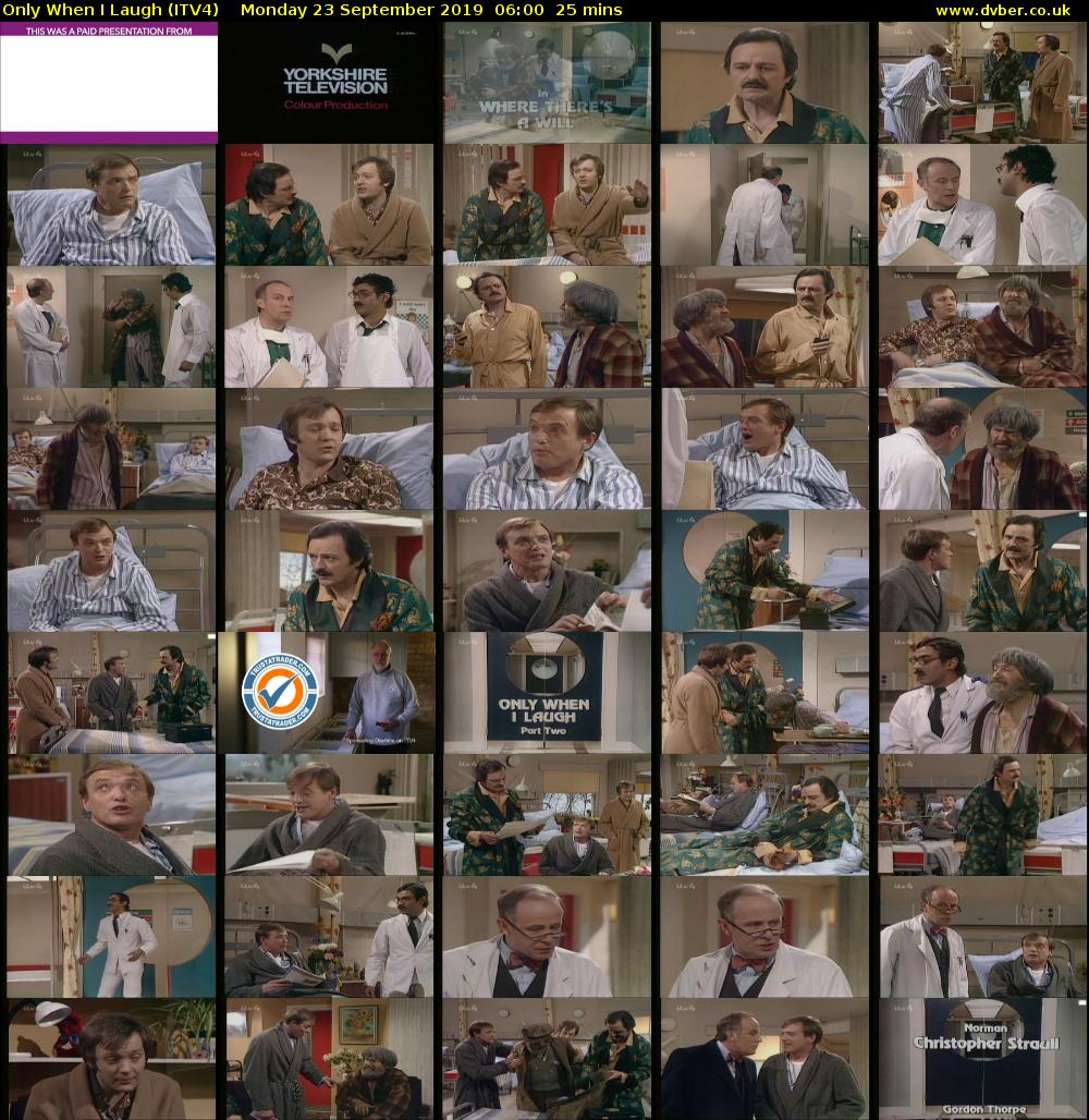 Only When I Laugh (ITV4) Monday 23 September 2019 06:00 - 06:25