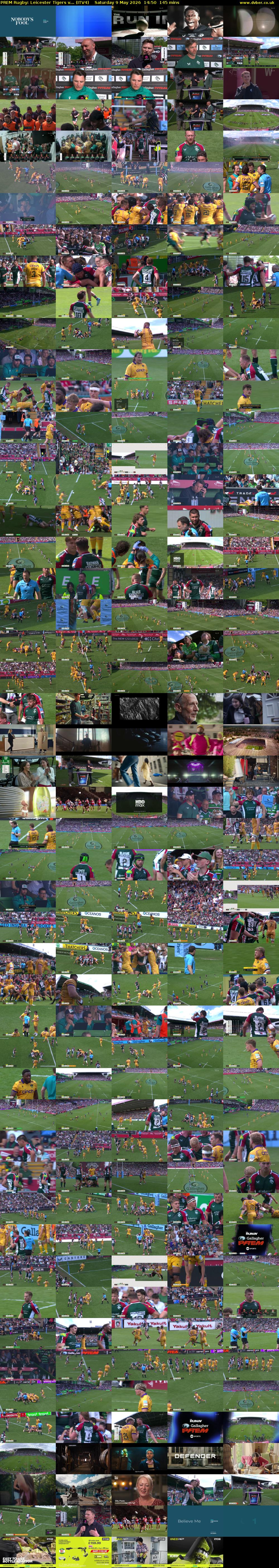 PREM Rugby: Leicester Tigers v... (ITV4) Saturday 9 May 2026 14:50 - 17:15