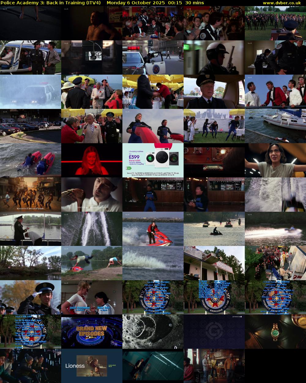 Police Academy 3: Back in Training (ITV4) Monday 6 October 2025 00:15 - 00:45