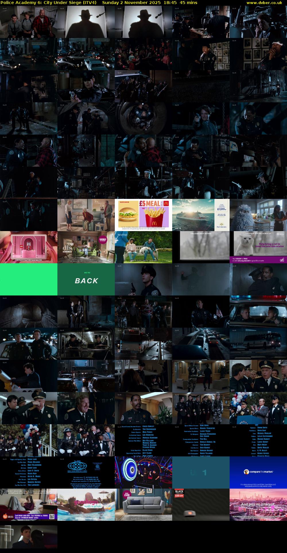 Police Academy 6: City Under Siege (ITV4) Sunday 2 November 2025 18:45 - 19:30