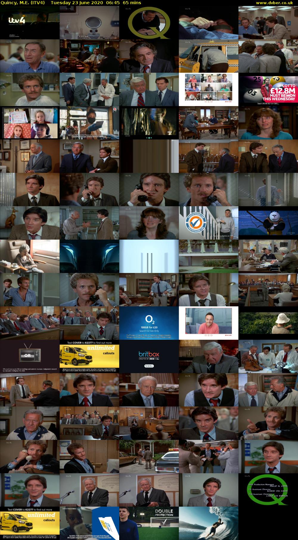 Quincy, M.E. (ITV4) Tuesday 23 June 2020 06:45 - 07:50
