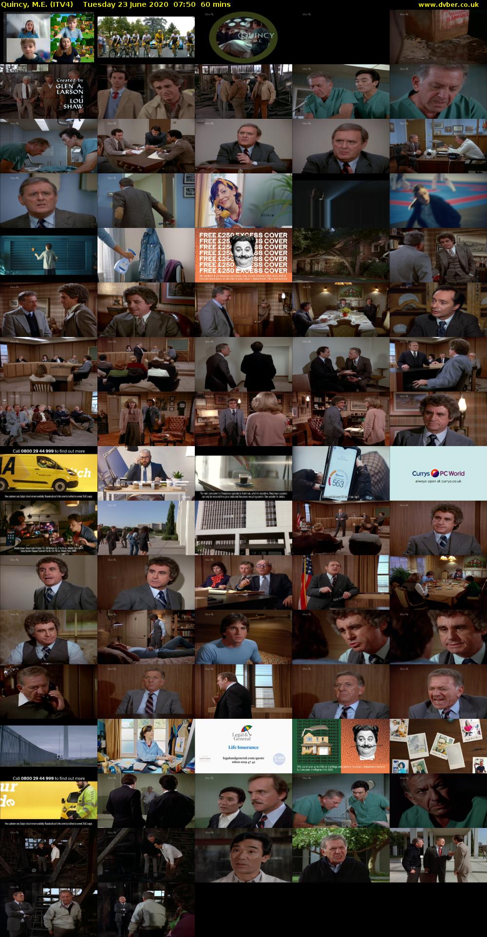 Quincy, M.E. (ITV4) Tuesday 23 June 2020 07:50 - 08:50