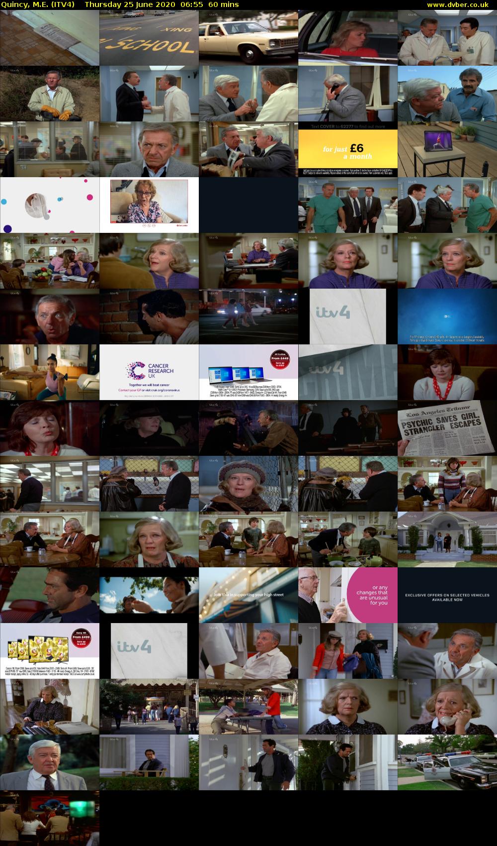 Quincy, M.E. (ITV4) Thursday 25 June 2020 06:55 - 07:55