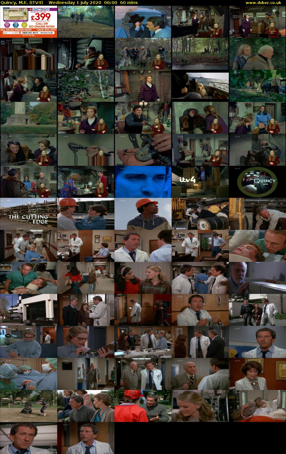 Quincy, M.E. (ITV4) Wednesday 1 July 2020 06:00 - 07:00
