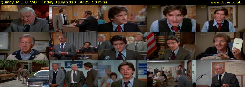 Quincy, M.E. (ITV4) Friday 3 July 2020 06:25 - 07:15