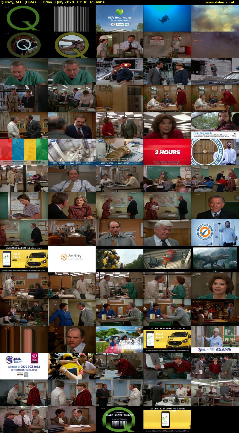 Quincy, M.E. (ITV4) Friday 3 July 2020 13:30 - 14:35