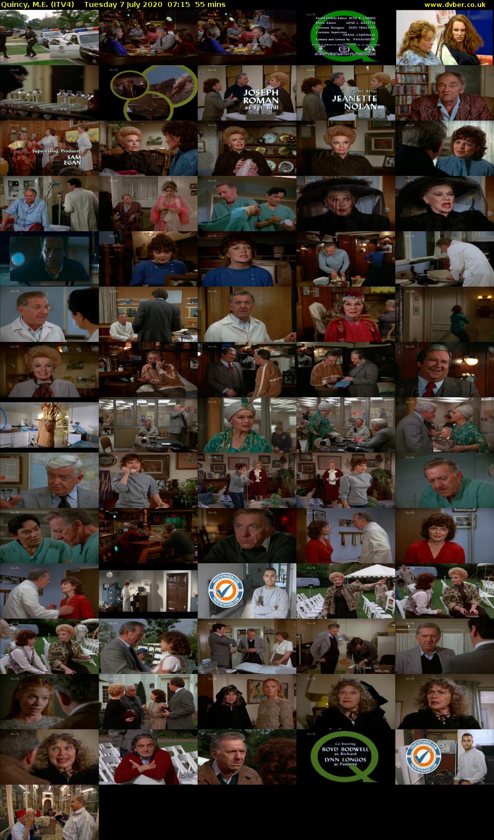 Quincy, M.E. (ITV4) Tuesday 7 July 2020 07:15 - 08:10