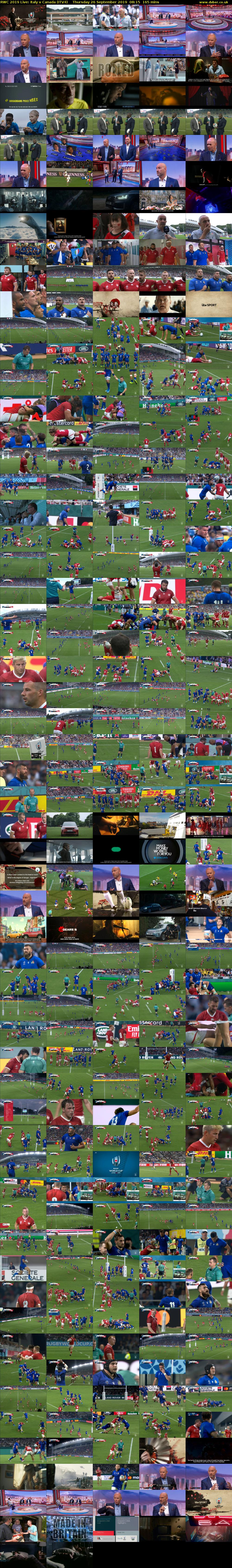 RWC 2019 Live: Italy v Canada (ITV4) Thursday 26 September 2019 08:15 - 11:00