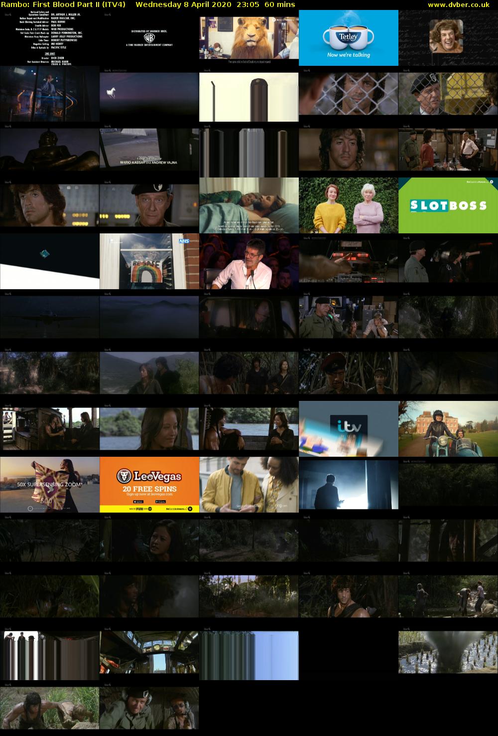 Rambo: First Blood Part II (ITV4) Wednesday 8 April 2020 23:05 - 00:05