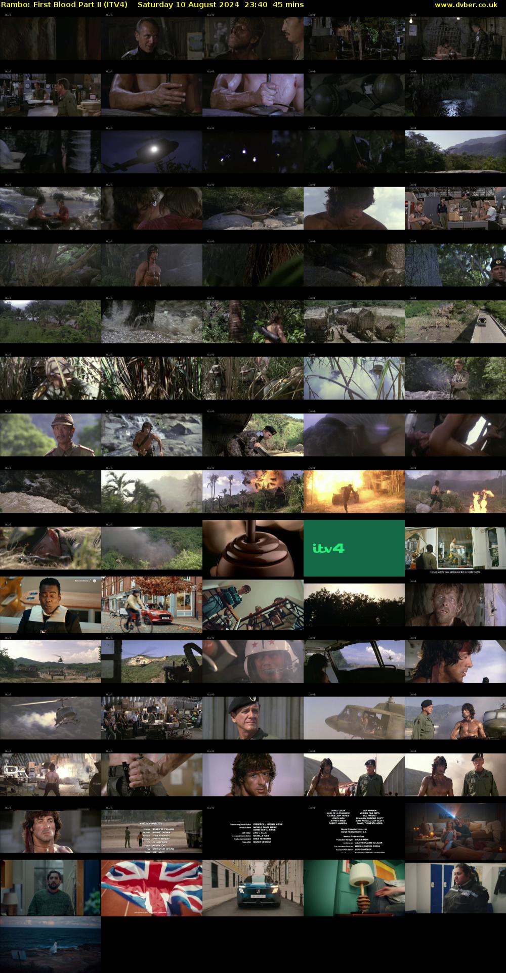 Rambo: First Blood Part II (ITV4) Saturday 10 August 2024 23:40 - 00:25