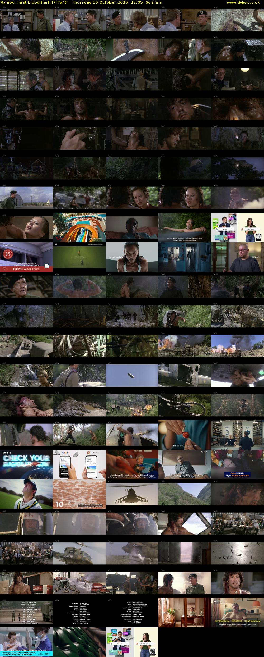 Rambo: First Blood Part II (ITV4) Thursday 16 October 2025 22:05 - 23:05