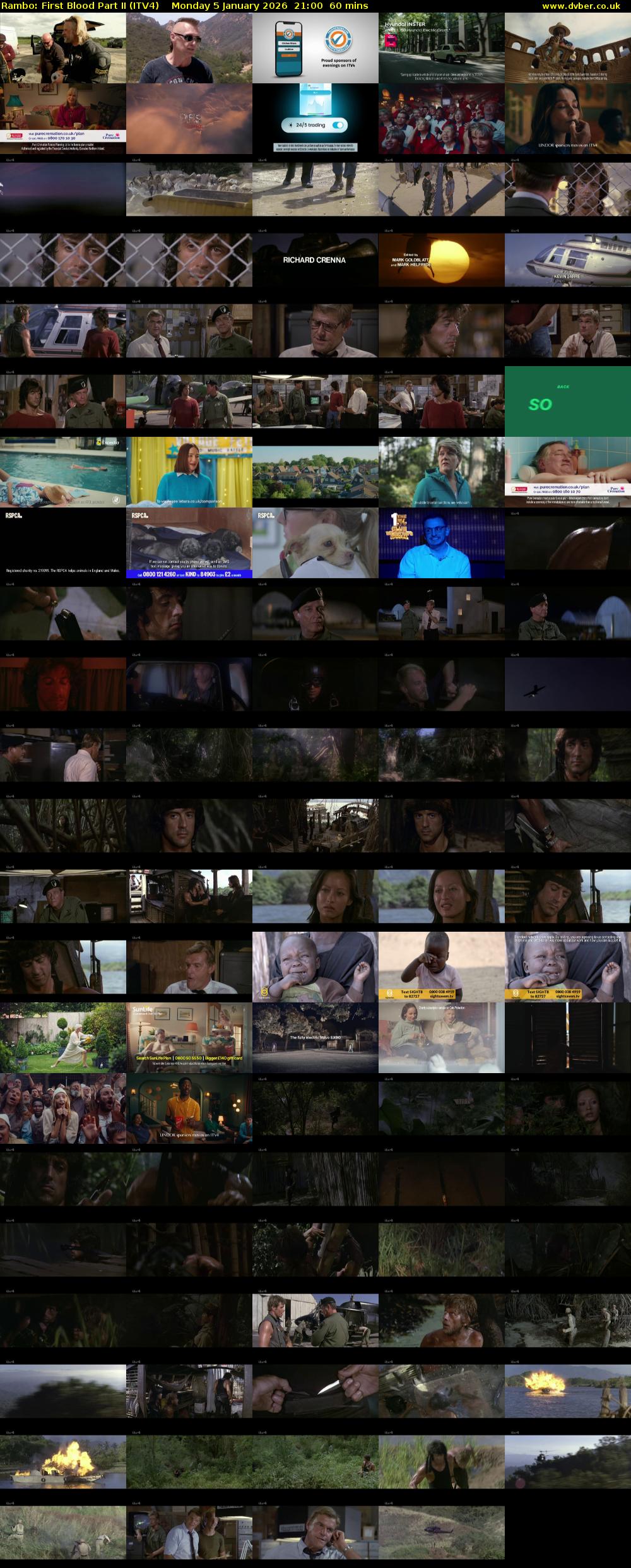 Rambo: First Blood Part II (ITV4) Monday 5 January 2026 21:00 - 22:00