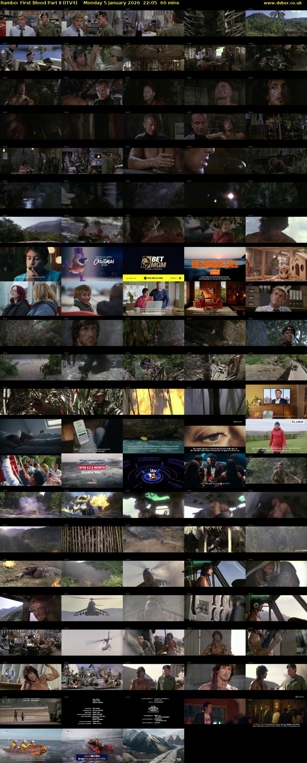 Rambo: First Blood Part II (ITV4) Monday 5 January 2026 22:05 - 23:05