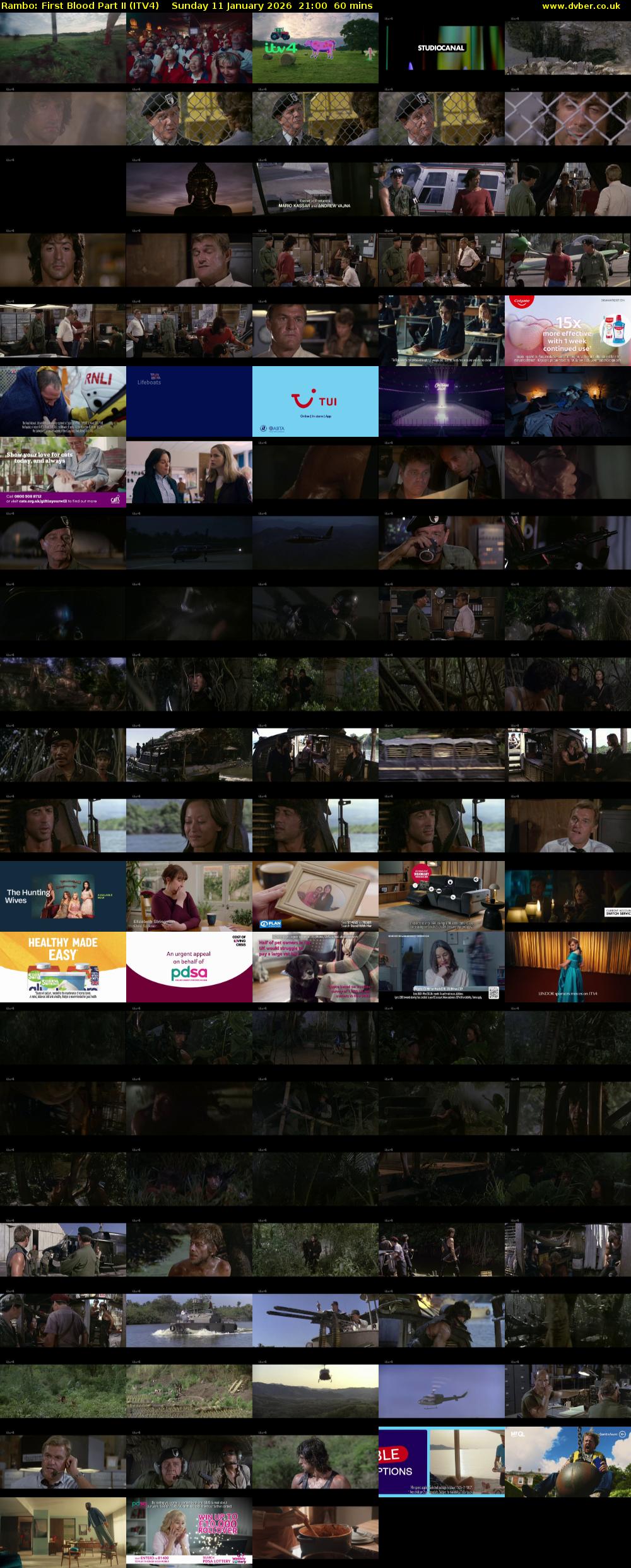 Rambo: First Blood Part II (ITV4) Sunday 11 January 2026 21:00 - 22:00