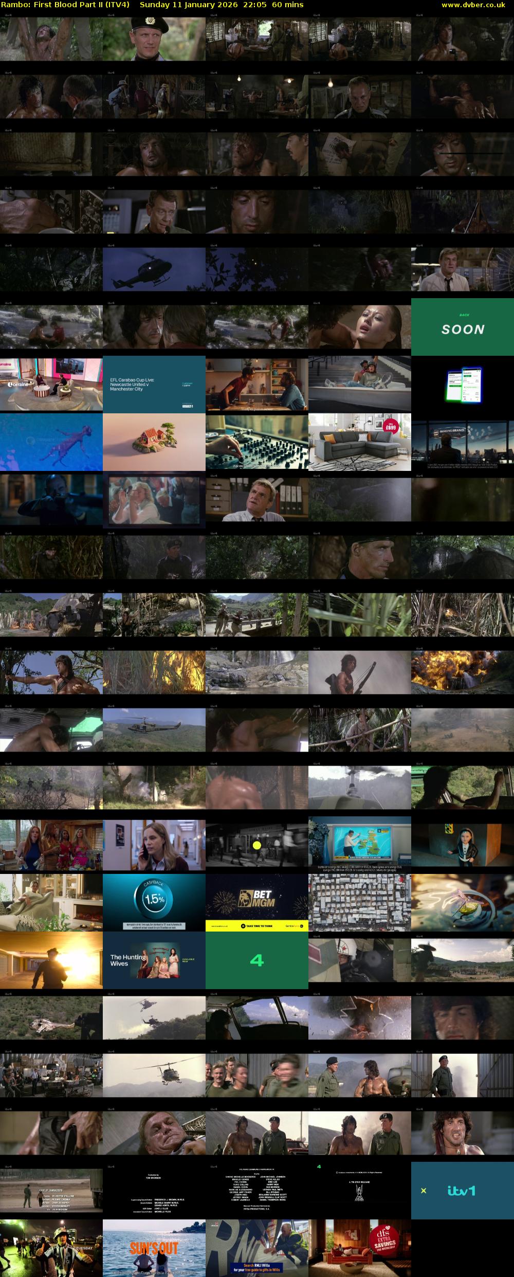 Rambo: First Blood Part II (ITV4) Sunday 11 January 2026 22:05 - 23:05